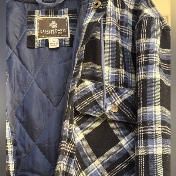 Legendary Outfitters Men's Hooded Cotton Flannel Shirt Jacket Plaid size L - Picture 6 of 8
